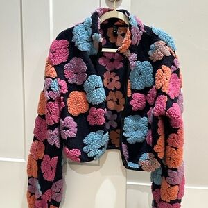 Cider Multicolor Floral Teddy Jacket